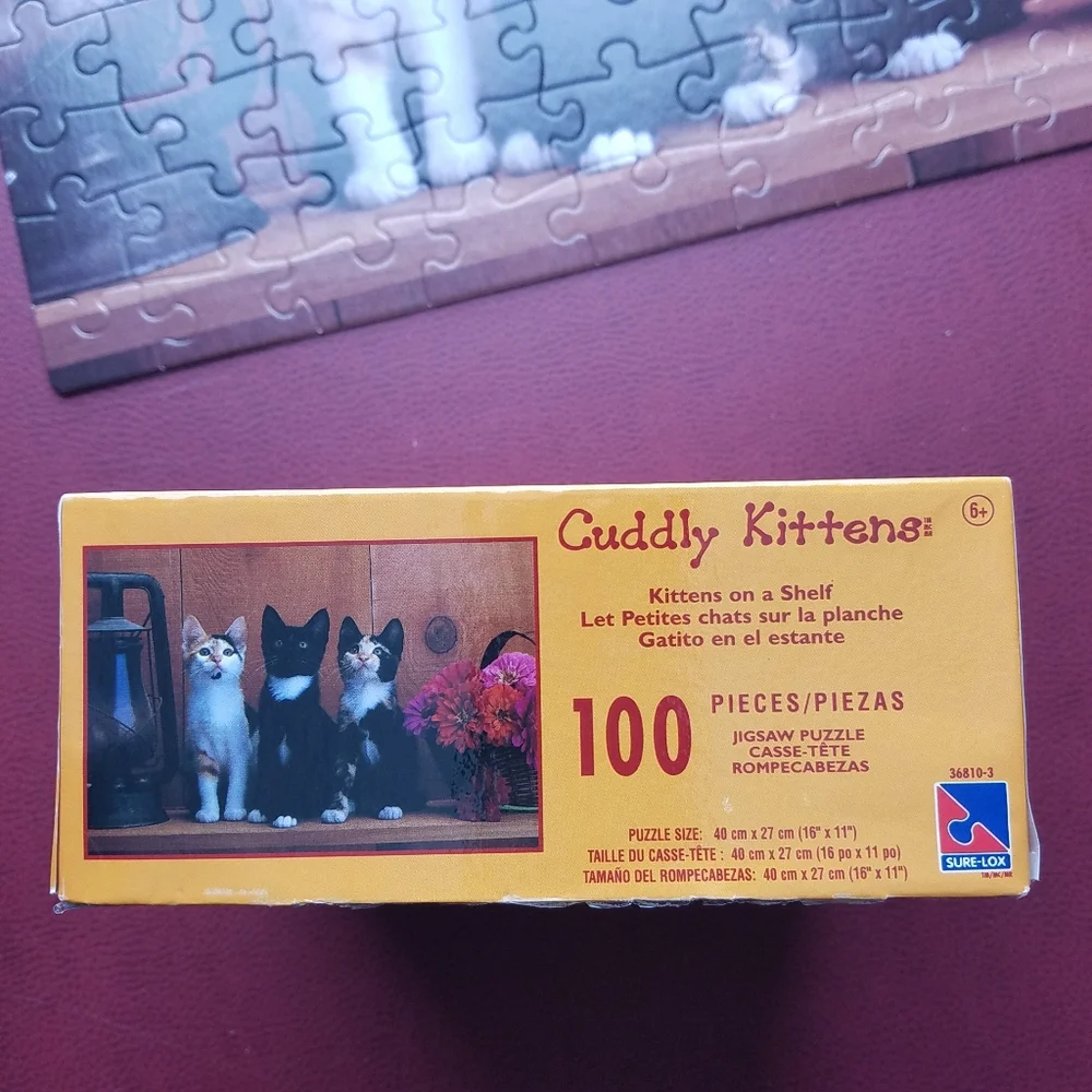 Cat Kitten Jigsaw Puzzle 100 Pieces Easy Kids Girls Pink Kitty